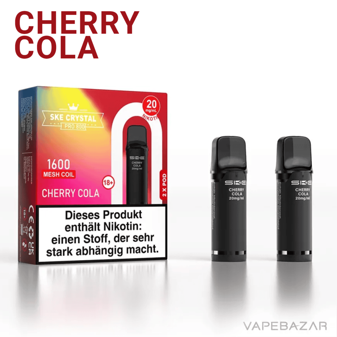 SKE Crystal 800 Pro Cherry Cola 2 | Vapebazar Ske Crystal 800 Pro Pods - Cherry Cola (2Er Pack)