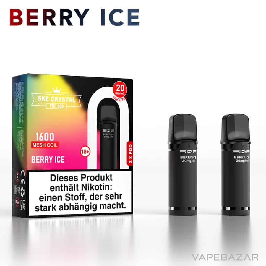 SKE Crystal Plus Pro 800 Prefilled Pods Berry Ice 02 | Vapebazar Ske Crystal 800 Pro Pods - Berry Ice (2Er Pack)