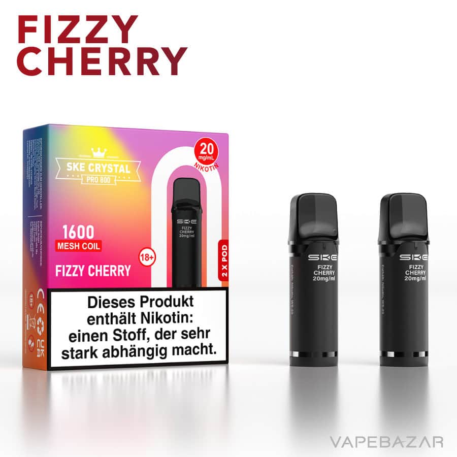 SKE Crystal Plus Pro 800 Prefilled Pods Fizzy Cherry 02 | Vapebazar Ske Crystal 800 Pro Pods - Fizzy Cherry (2Er Pack)