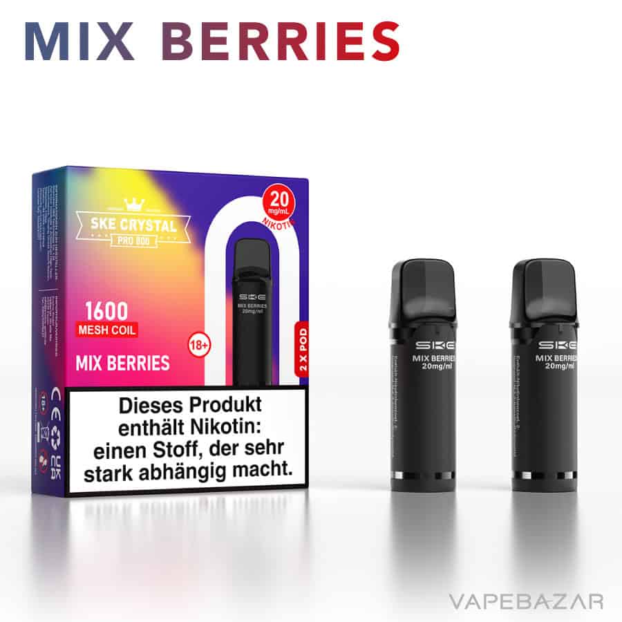 SKE Crystal Plus Pro 800 Prefilled Pods Mix Berries 02 | Vapebazar Ske Crystal 800 Pro Pods - Mix Berries (2Er Pack)