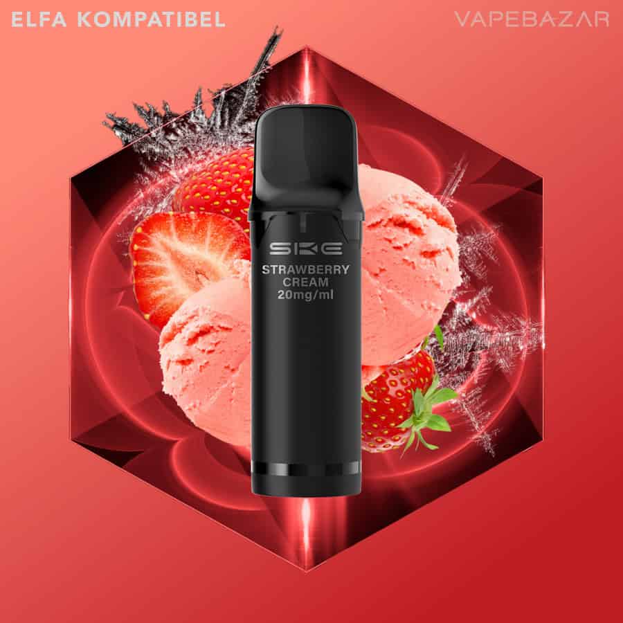 SKE Crystal Plus Pro 800 Prefilled Pods Strawberry Cream | Vapebazar Ske Crystal 800 Pro Pods - Strawberry Cream (2Er Pack)