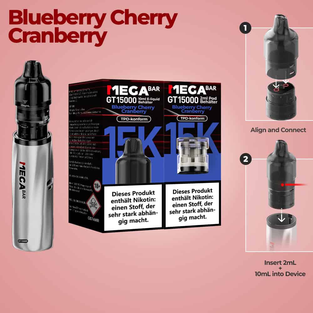 2 10 | Vapebazar Megabar Gt15000 Prefilled Pods - Strawberry Raspberry Cherry Ice (2+10Ml)
