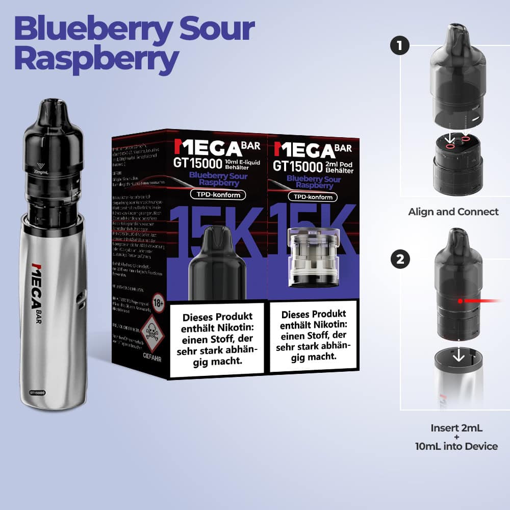 2 3 | Vapebazar Megabar Gt15000 Prefilled Pods - Strawberry Raspberry Cherry Ice (2+10Ml)