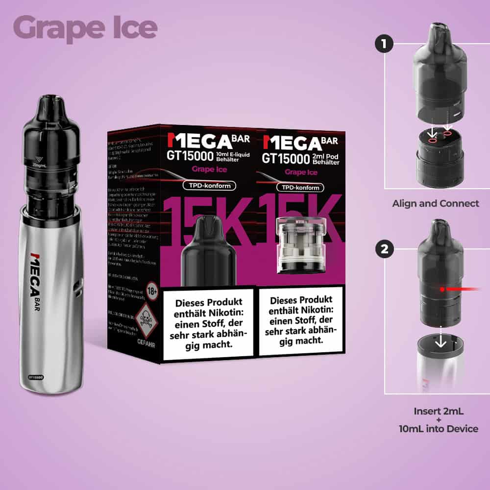 2 4 | Vapebazar Megabar Gt15000 Prefilled Pods - Strawberry Raspberry Cherry Ice (2+10Ml)
