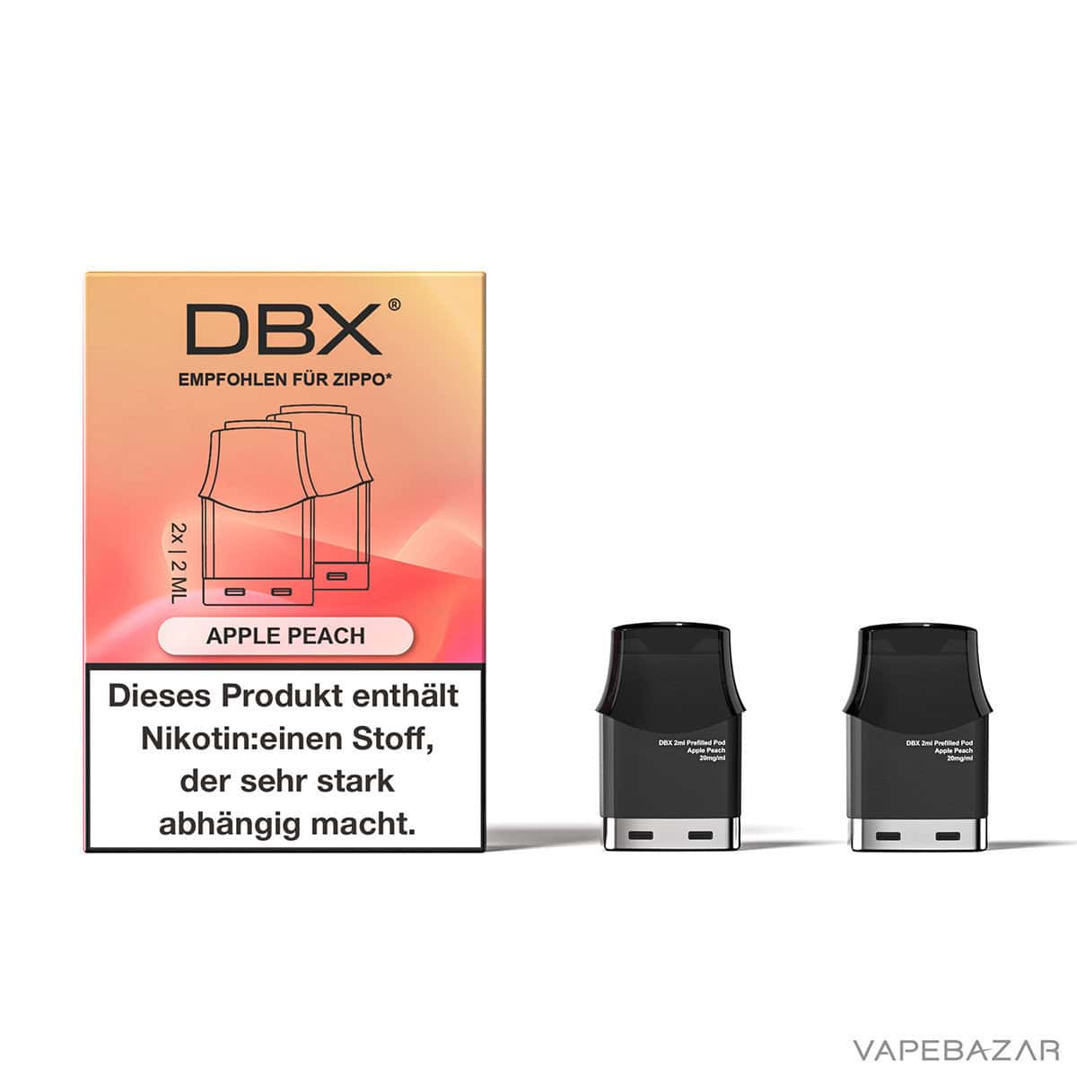 DBX Prefilled Pods Apple Peach 3 | Vapebazar Dbx Batteriefachgerät By Bugatti - Kompatibel Mit Zippo Hüllen