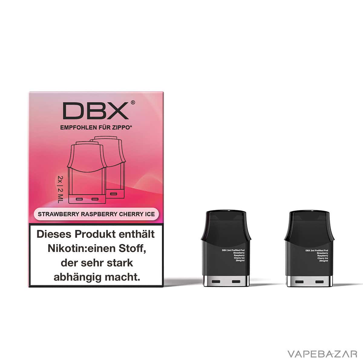 DBX Prefilled Pods Strawberry Raspberry Cherry | Vapebazar Dbx Batteriefachgerät By Bugatti - Kompatibel Mit Zippo Hüllen