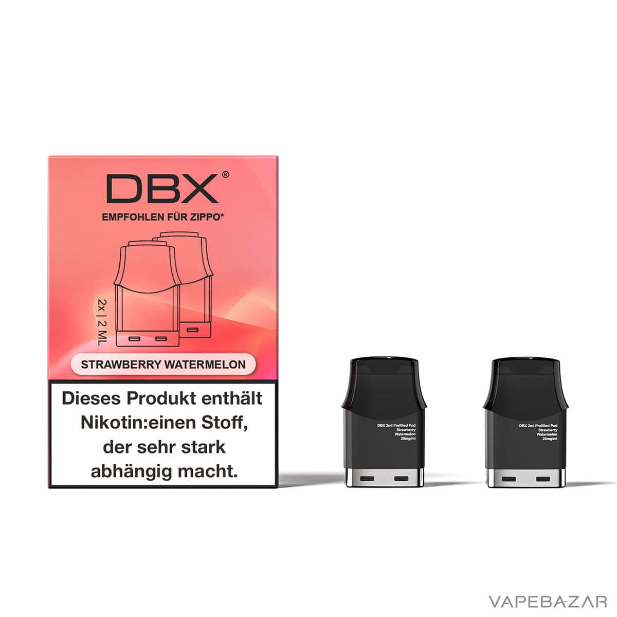 DBX Prefilled Pods Strawberry Watermelon | Vapebazar Dbx Batteriefachgerät By Bugatti - Kompatibel Mit Zippo Hüllen