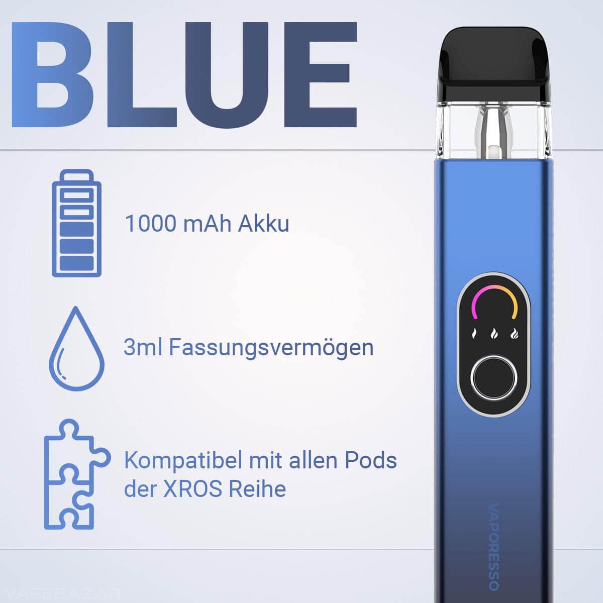 VAPEBAZAR Vaporesso XROS 4 Blue 2 | Vapebazar Vaporesso Xros 4 Pod Kit - Black