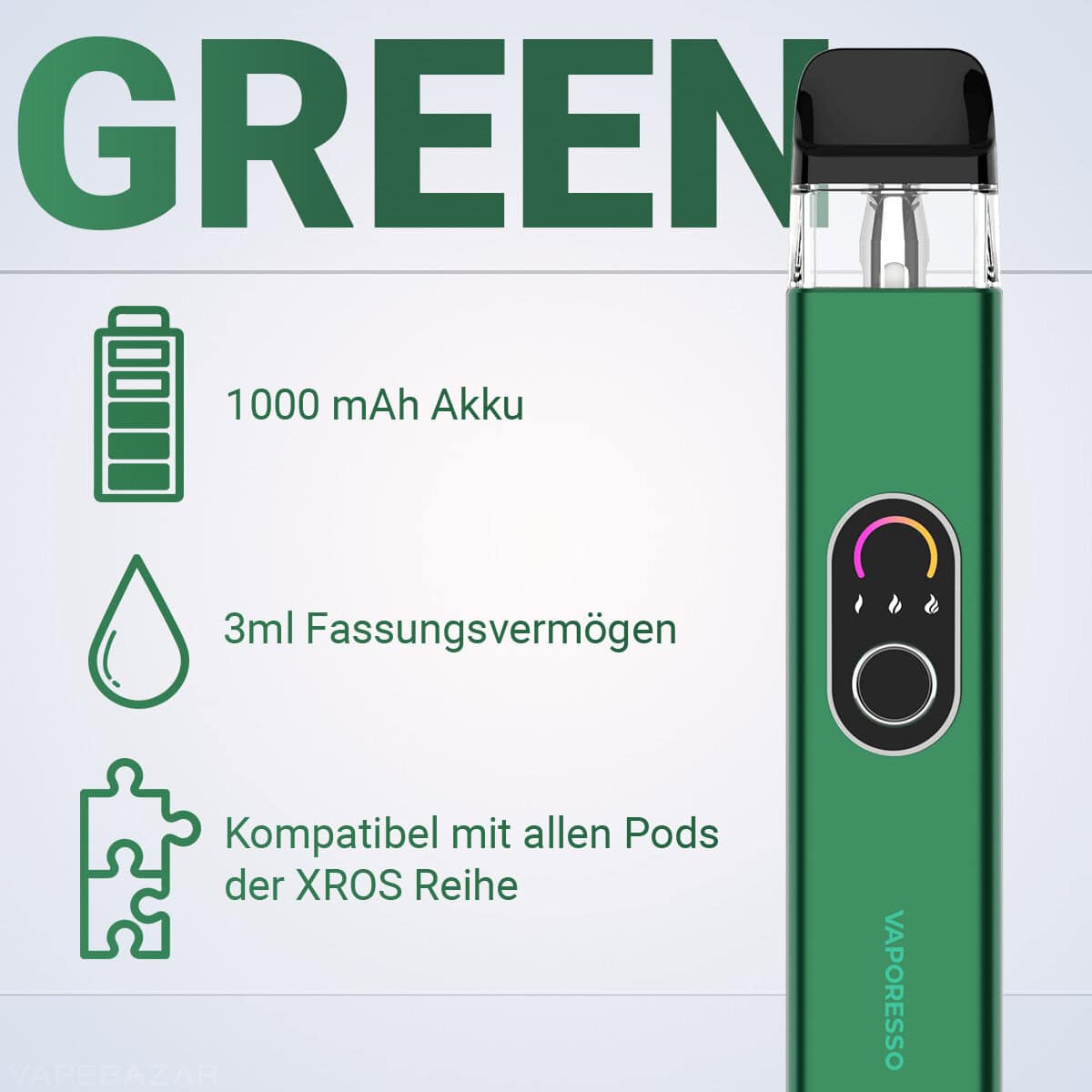 VAPEBAZAR Vaporesso XROS 4 Green 2 | Vapebazar Vaporesso Xros 4 Pod Kit - Black