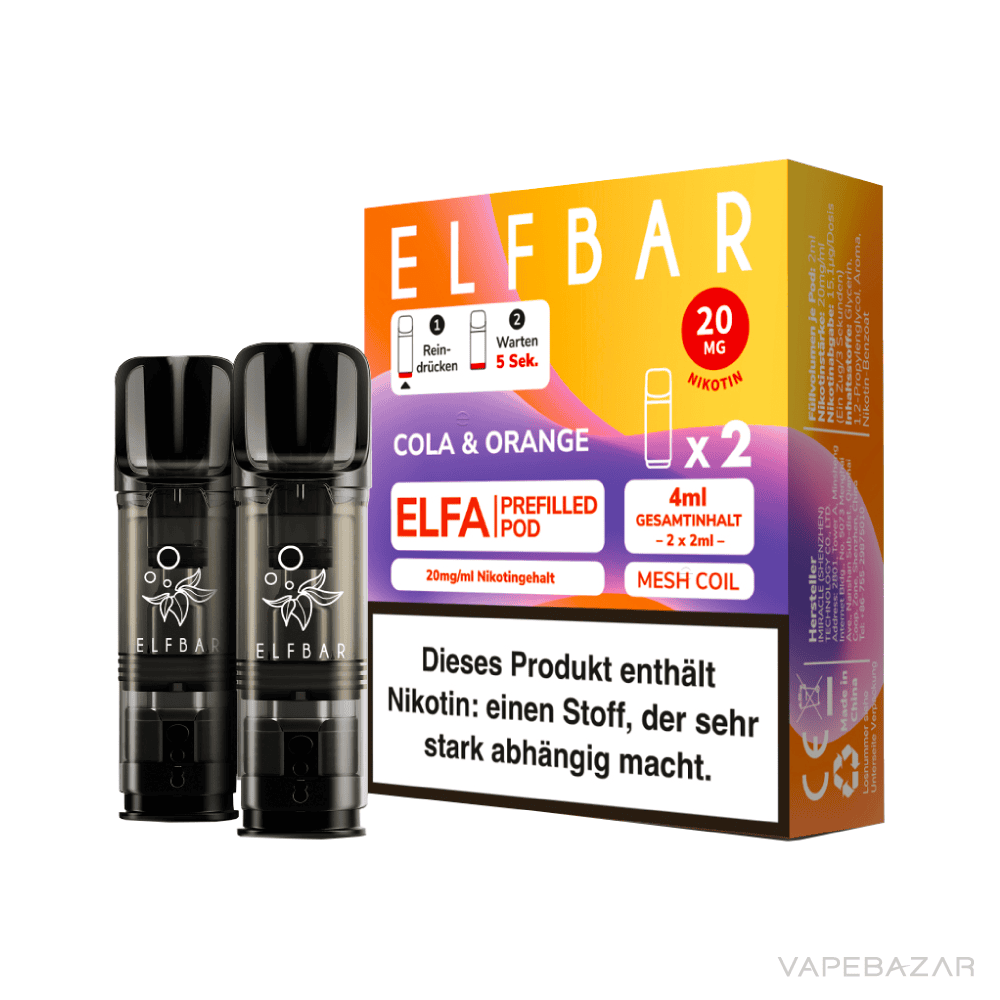 Elfbar Pods Elfa Pods Cola Orange 03 | Vapebazar Elf Bar Elfa - Cola &Amp; Orange - (2Er Pack)