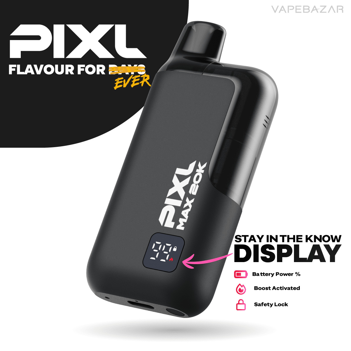 Pixl Max 20k Akku Schwarz | Vapebazar Pixl Max 20K - Device Kit - Basalt Black