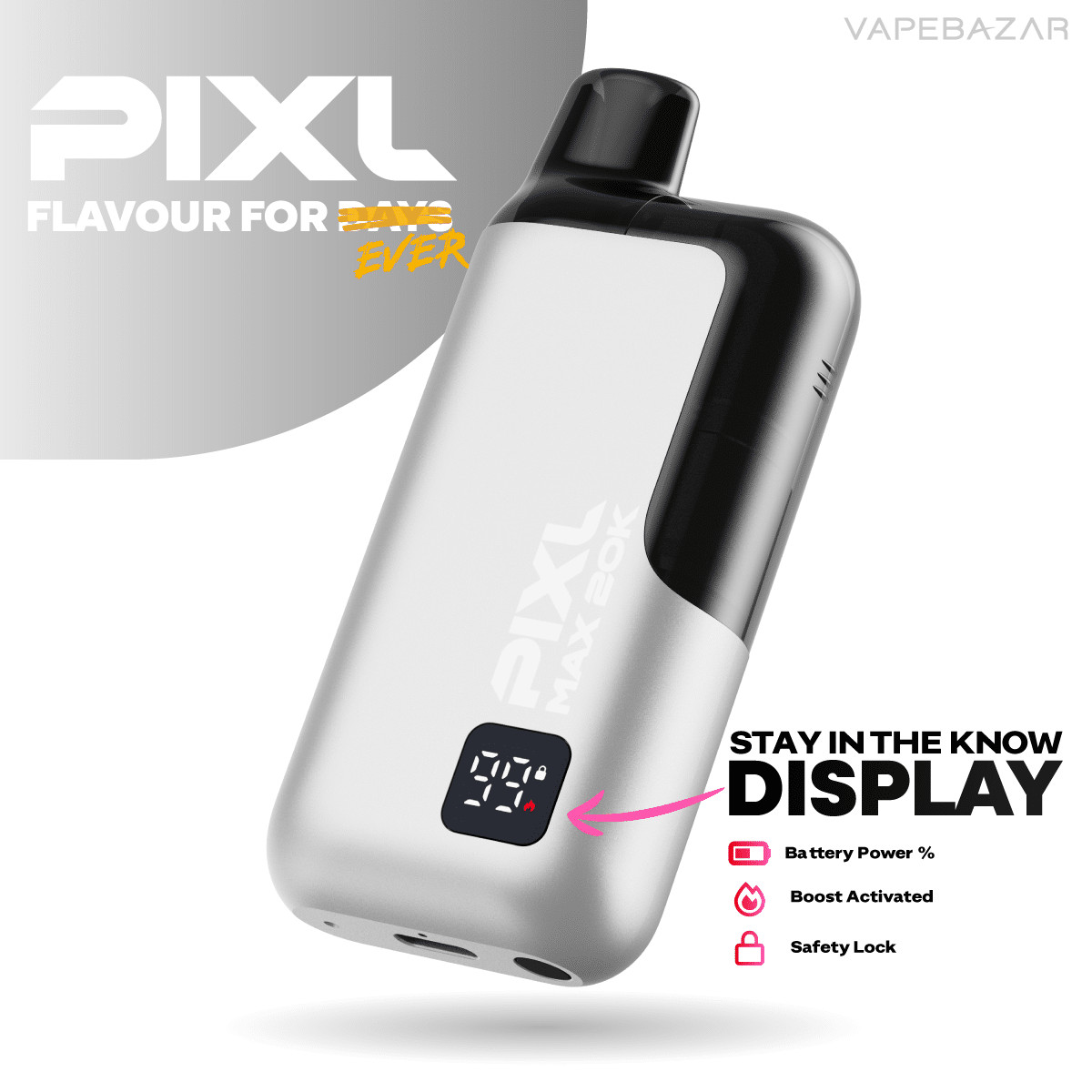 Pixl Max 20k Akku Silver | Vapebazar Pixl Max 20K - Device Kit - Starry Silver