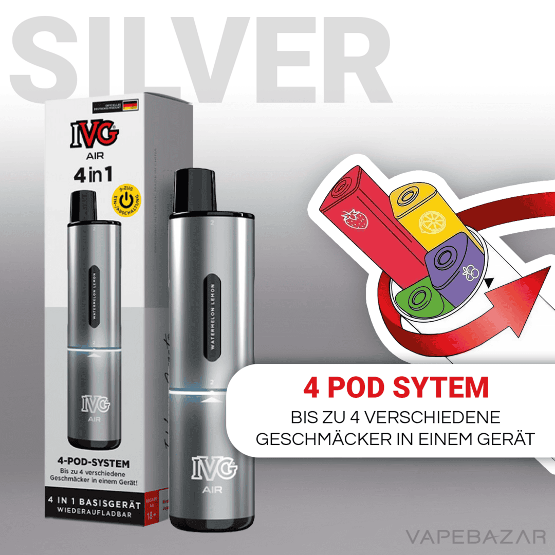 Silver2 | Vapebazar Ivg Air 4 In 1 Pod Kit - Black