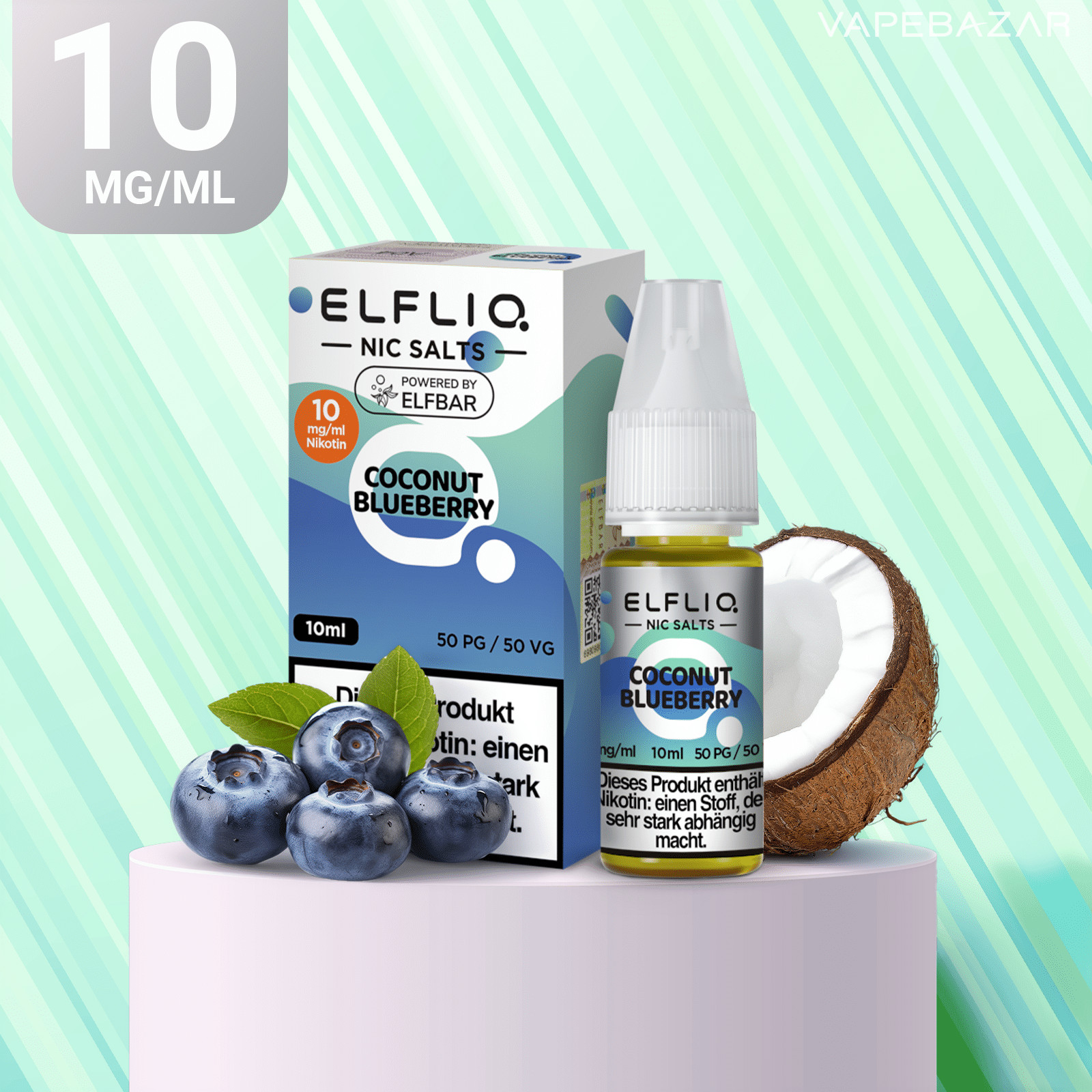 Elfliq Nic Salts Coconut Blueberry 10mg | Vapebazar Elfliq Nikotinsalz Liquid – Frozen Berries 20Mg/Ml Nikotin