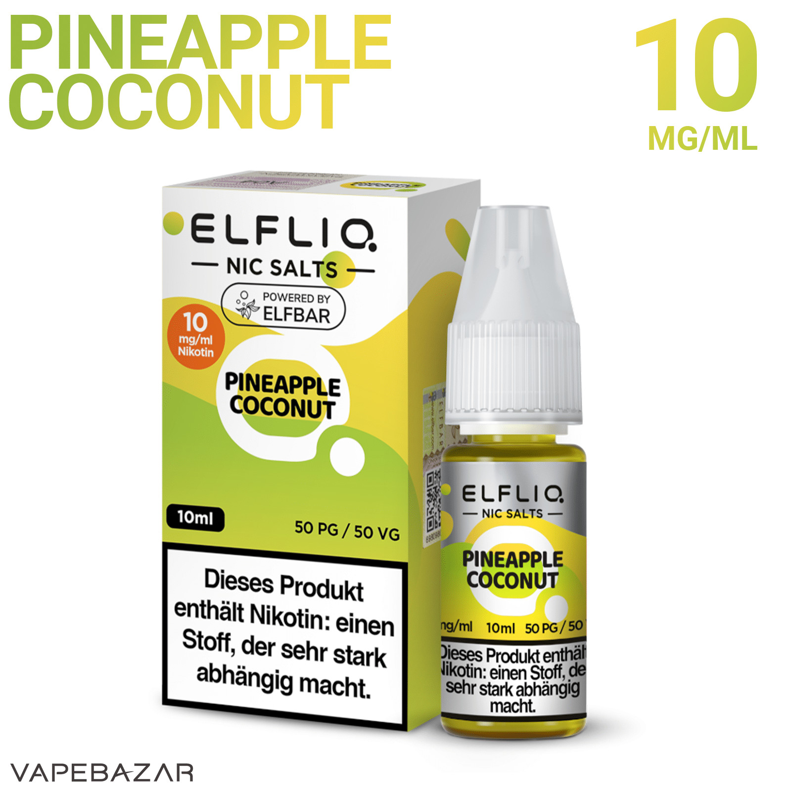 Elfliq Nic Salts Pineapple Coconut 10mg 2 | Vapebazar Elfliq Nikotinsalz Liquid – Pineapple Coconut 10Mg/Ml Nikotin