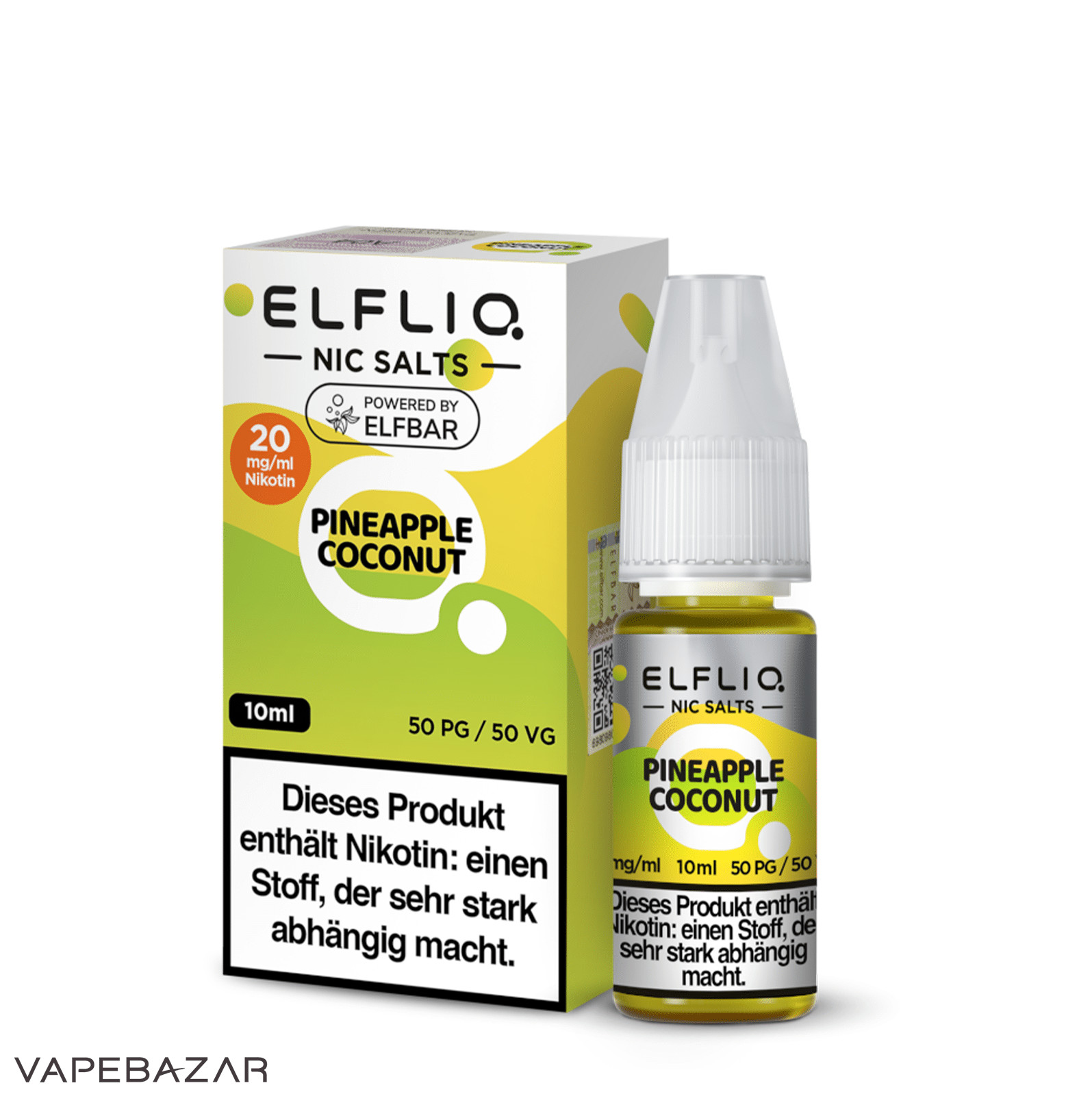Elfliq Nic Salts Pineapple Coconut 20mg | Vapebazar Elfliq Nikotinsalz Liquid – Pineapple Coconut 10Mg/Ml Nikotin