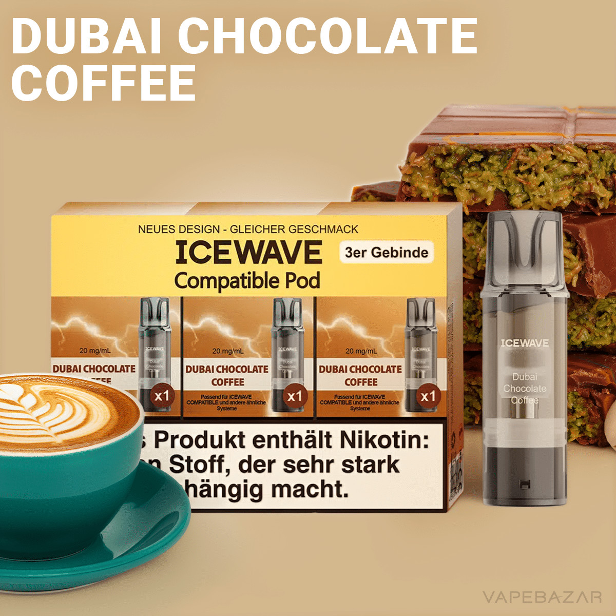Icewave Pod Dubai Chocolate Coffee | Vapebazar Icewave Pod - Dubai Chocolate Coffee