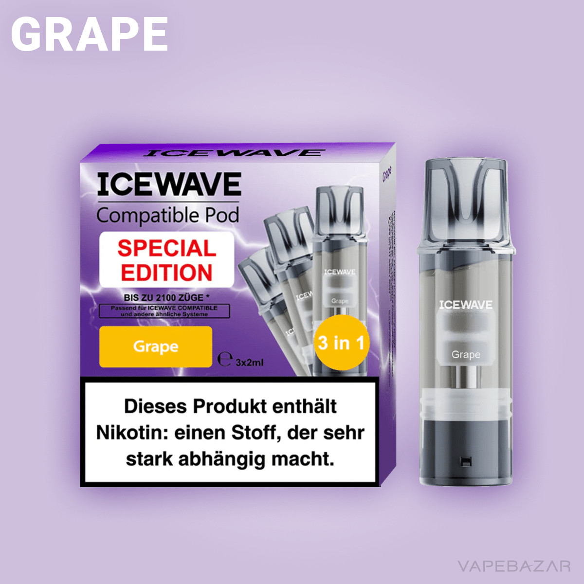 Icewave Pod Grape 2 | Vapebazar Icewave Pod - Watermelon Ice - 3Er Pack