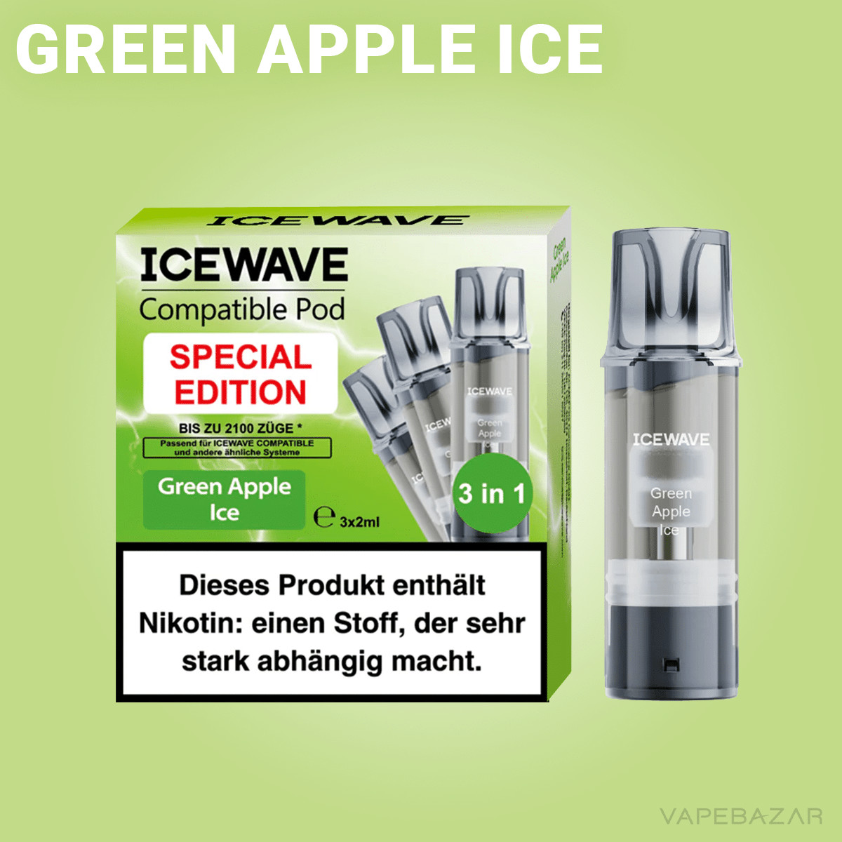 Icewave Pod Green Apple Ice 2 | Vapebazar Icewave Pod - Watermelon Ice - 3Er Pack