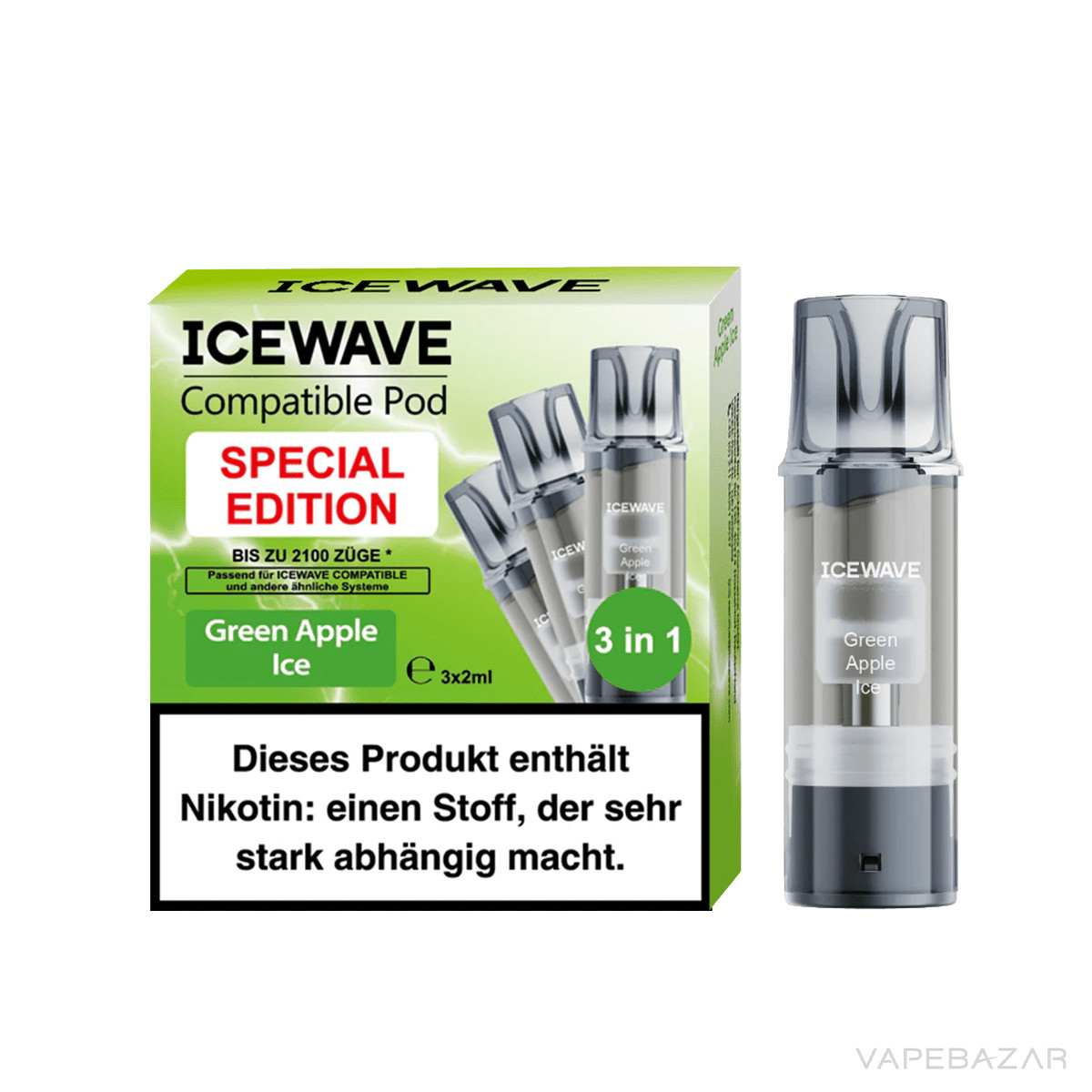 Icewave Pod Green Apple Ice 3 | Vapebazar Icewave Pod - Watermelon Ice - 3Er Pack