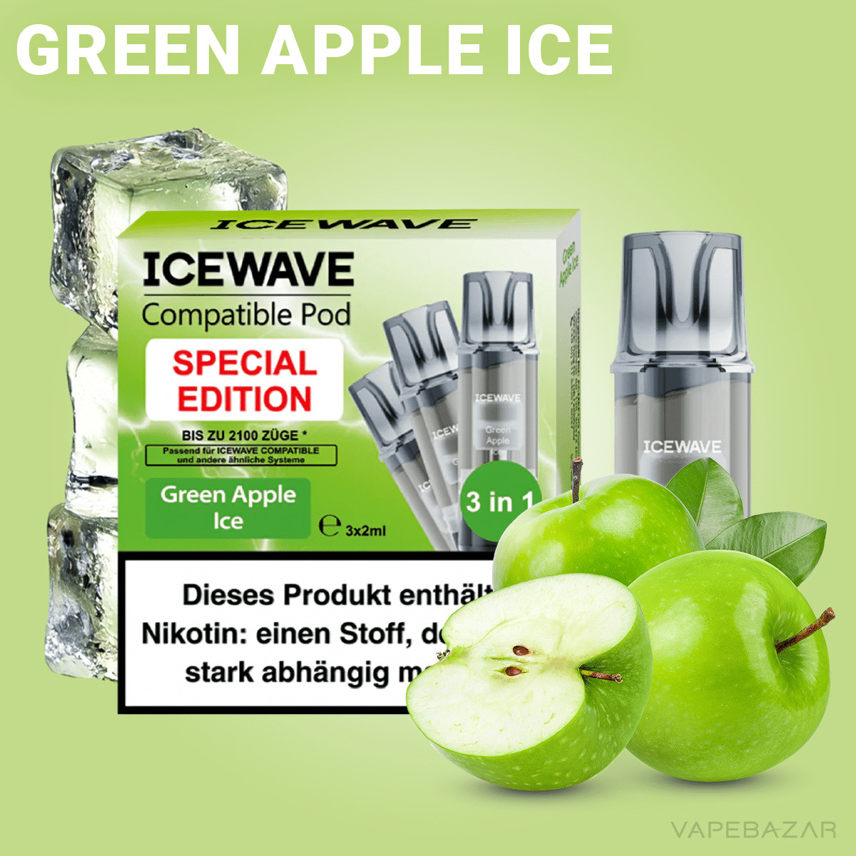 Icewave Pod Green Apple Ice | Vapebazar Icewave Pod - Green Apple Ice