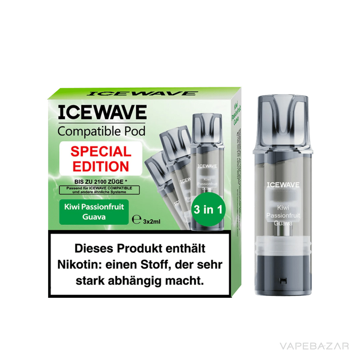 Icewave Pod Kiwi Passionfruit Guava 3 | Vapebazar Icewave Pod - Watermelon Ice - 3Er Pack
