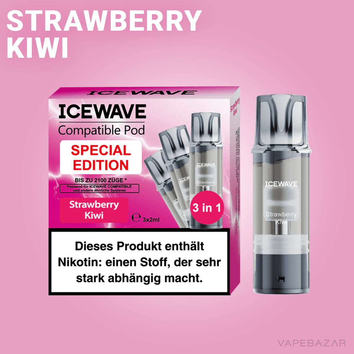 Icewave Pod Strawberry Kiwi 2 | Vapebazar Icewave Pod - Watermelon Ice - 3Er Pack