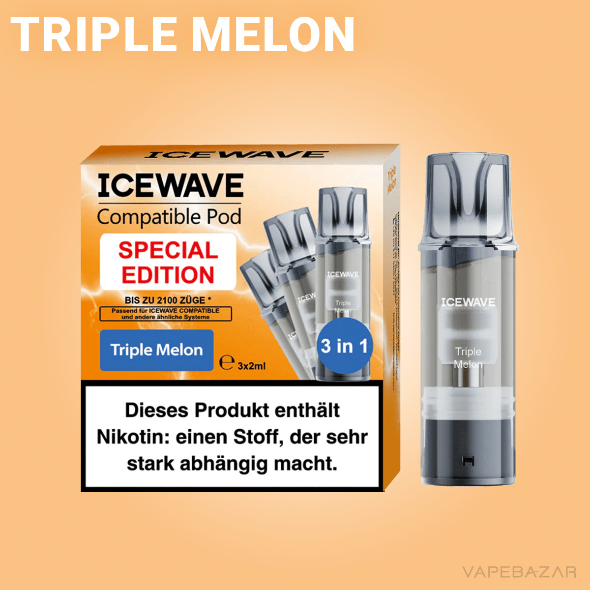 Icewave Pod Triple Melon 2 | Vapebazar Icewave Pod - Watermelon Ice - 3Er Pack