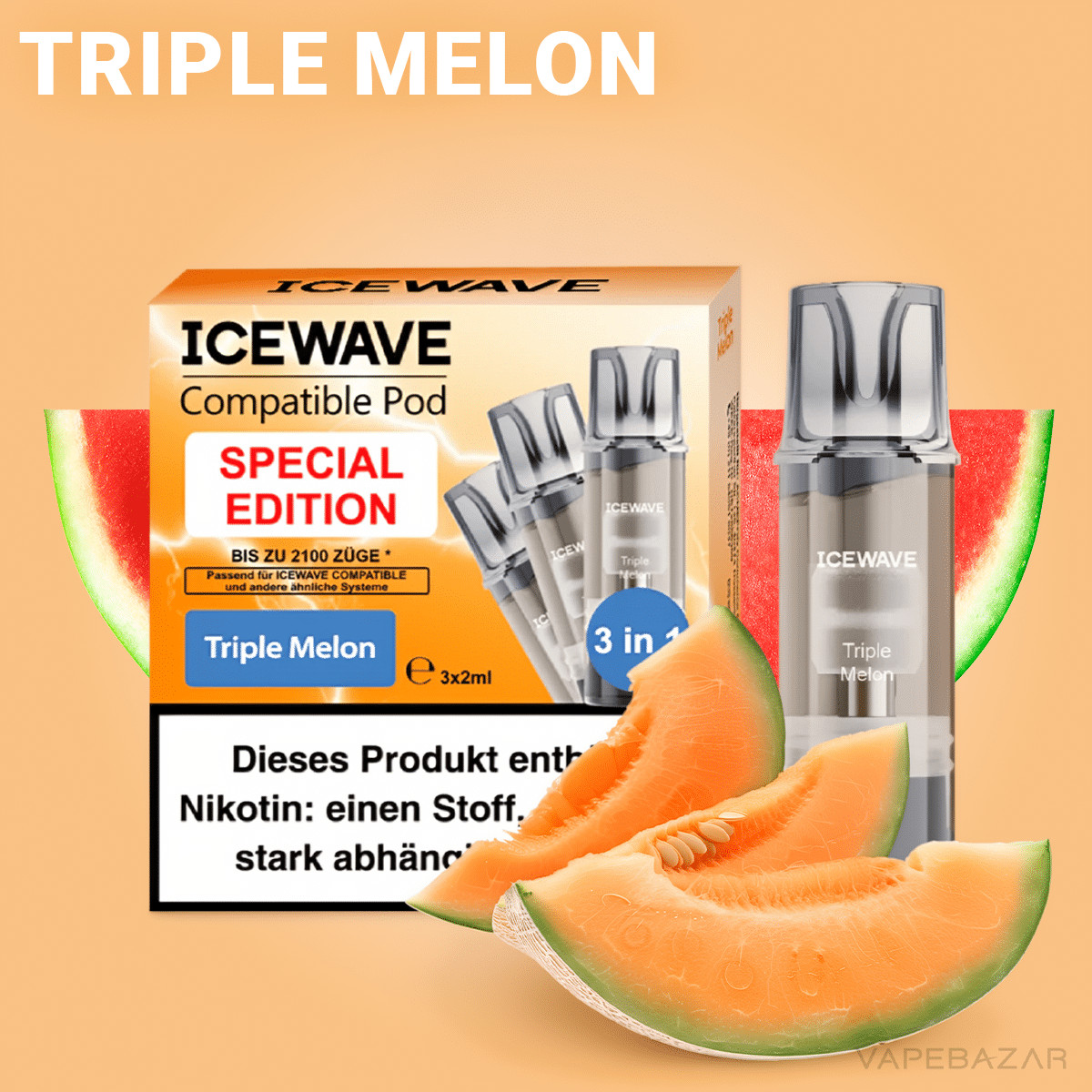 Icewave Pod Triple Melon | Vapebazar Icewave Pod -Triple Melon