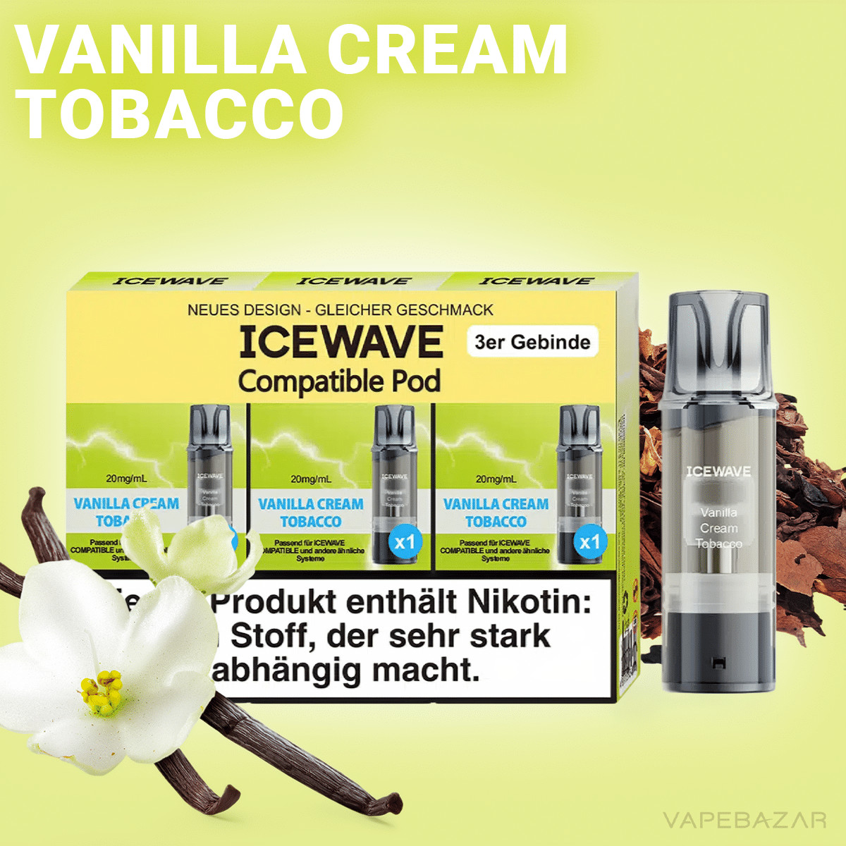 Icewave Pod Vanilla Cream Tobacco | Vapebazar Icewave Pod - Vanilla Cream Tobacco