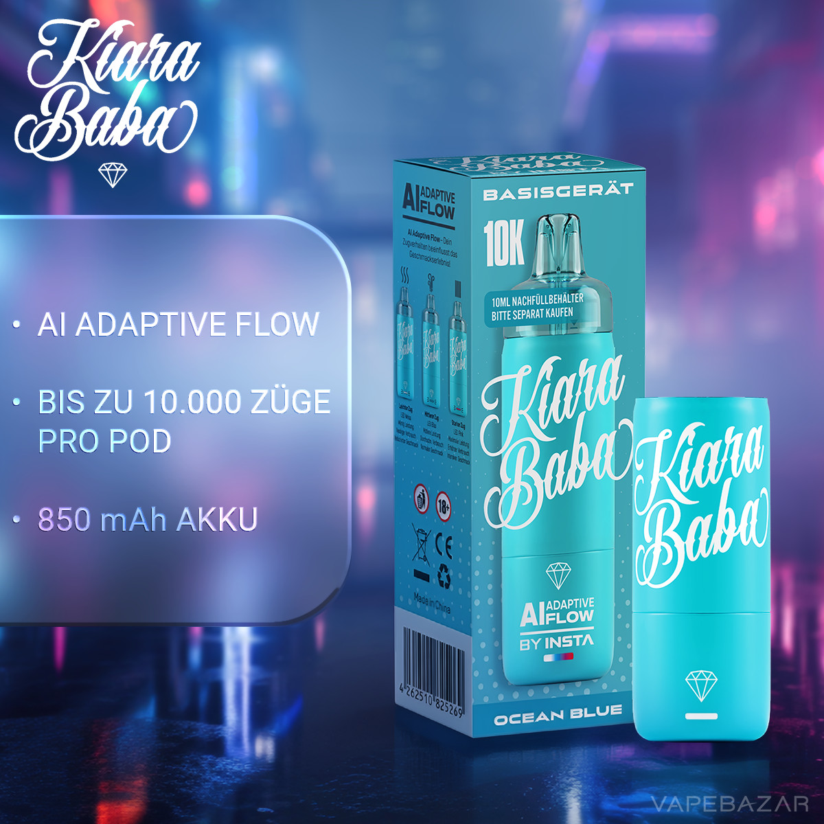 Kiara Baba Ocean Blue 2 | Vapebazar Kiara Baba Vape Akku - Ocean Blue