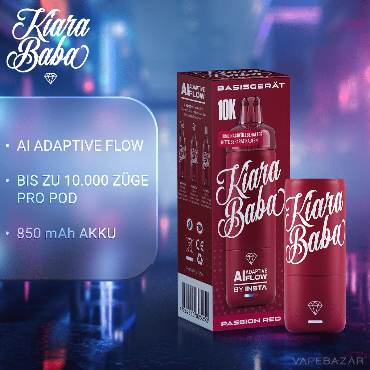 Kiara Baba Passion Red 2 | Vapebazar Kiara Baba Vape Akku - Passion Red