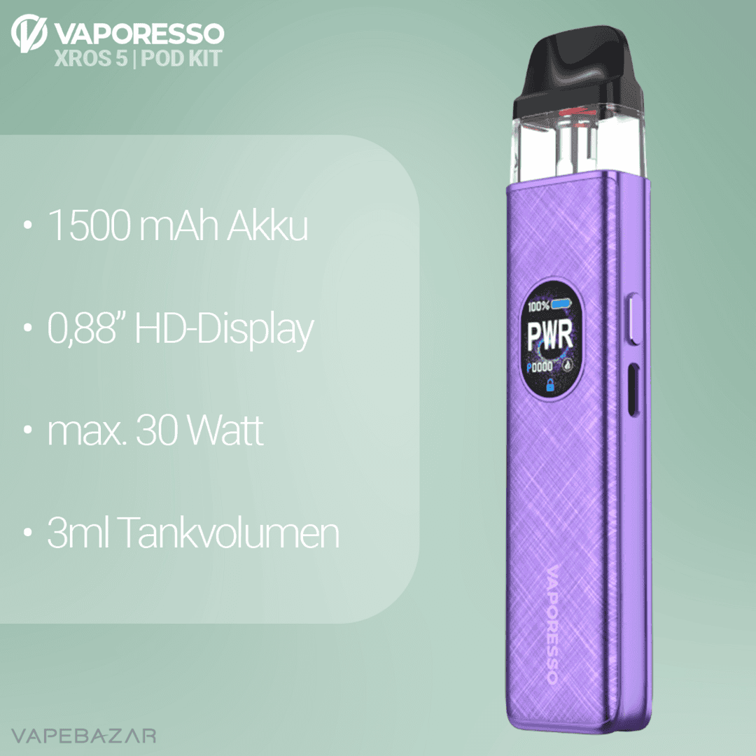 Vaporesso Xros 5 Pod Kit Violet Silk 2 | Vapebazar Vaporesso Xros 5 - Violet Silk
