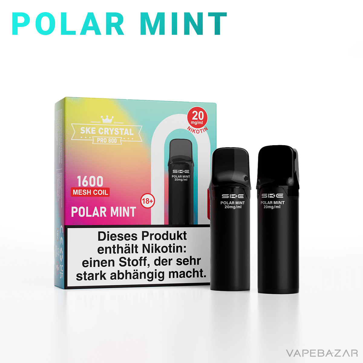 SKE Crystal Pro 800 Polar Mint 2 | Vapebazar Ske Crystal 800 Pro Pods - Dark Grape Mint (2Er Pack)