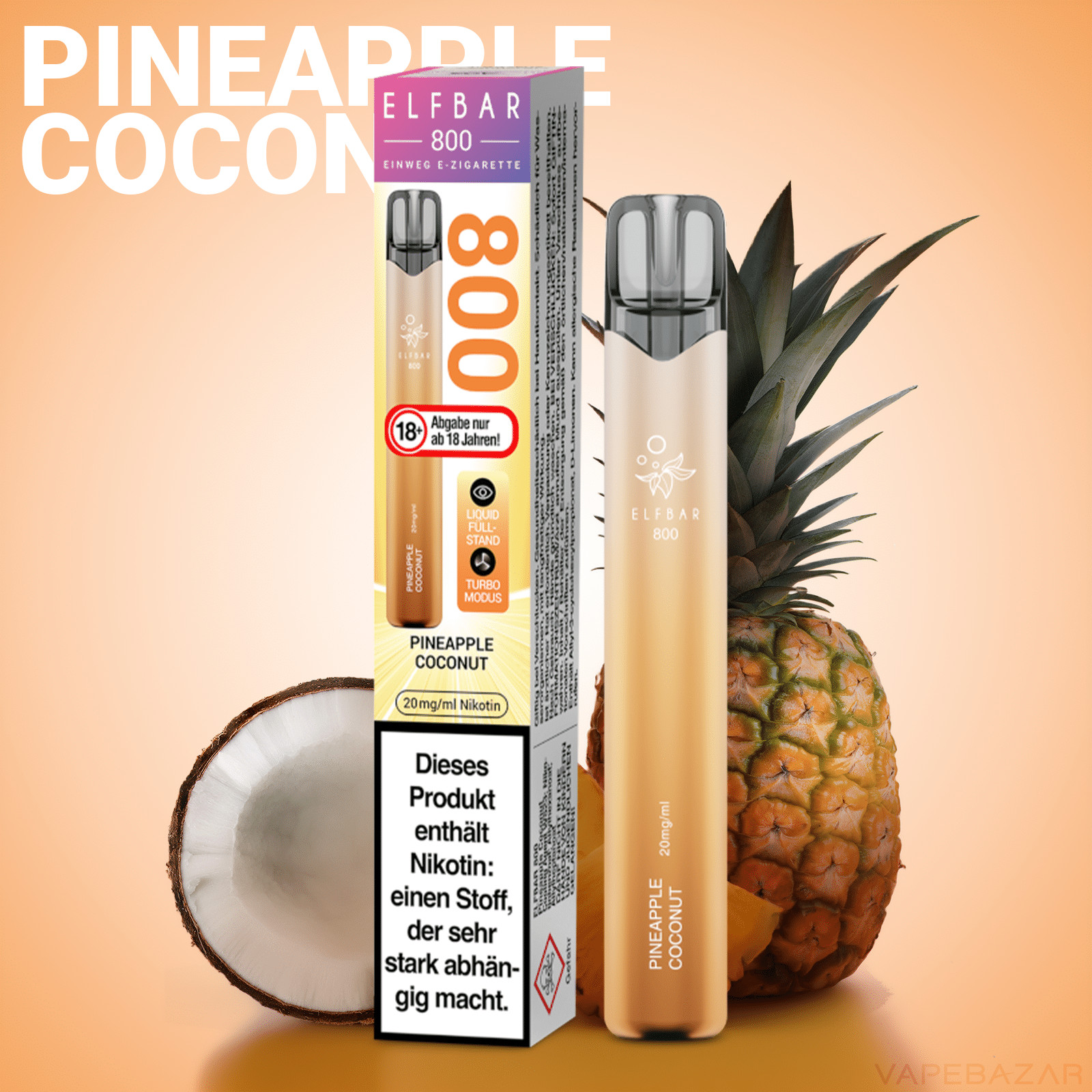 Elfbar 800 Pineapple Coconut | Vapebazar Elfbar 800 Pineapple Coconut