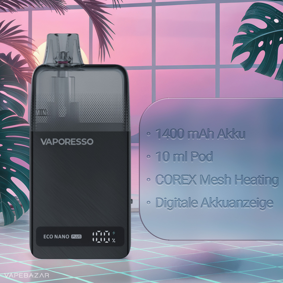 Vaporesso Eco Nano Plus Grape Green 3 | Vapebazar Vaporesso Eco Nano Plus - Midnight Black