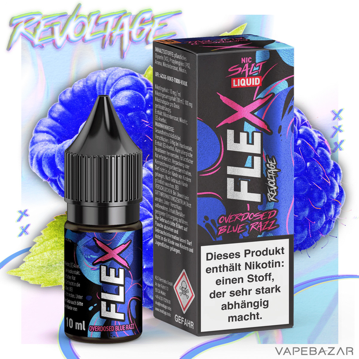 Revoltage Flex Overdosed Blue Razz | Vapebazar Revoltage Flex Overdosed Blue Razz