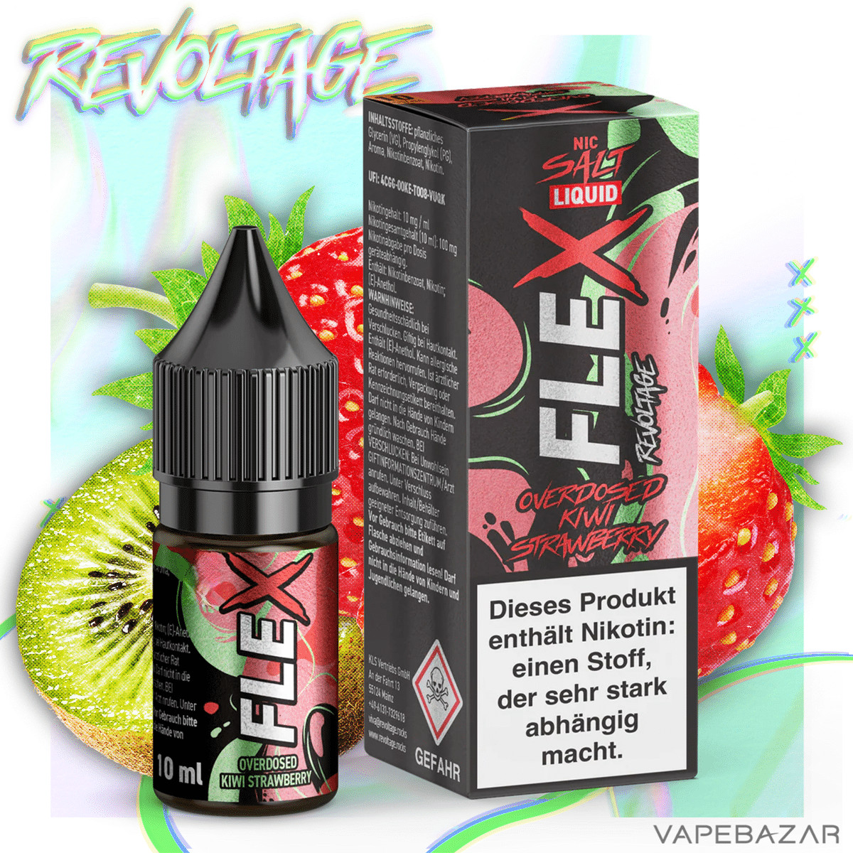 Revoltage Flex Overdosed Kiwi Strawberry | Vapebazar Revoltage Flex Overdosed Kiwi Strawberry