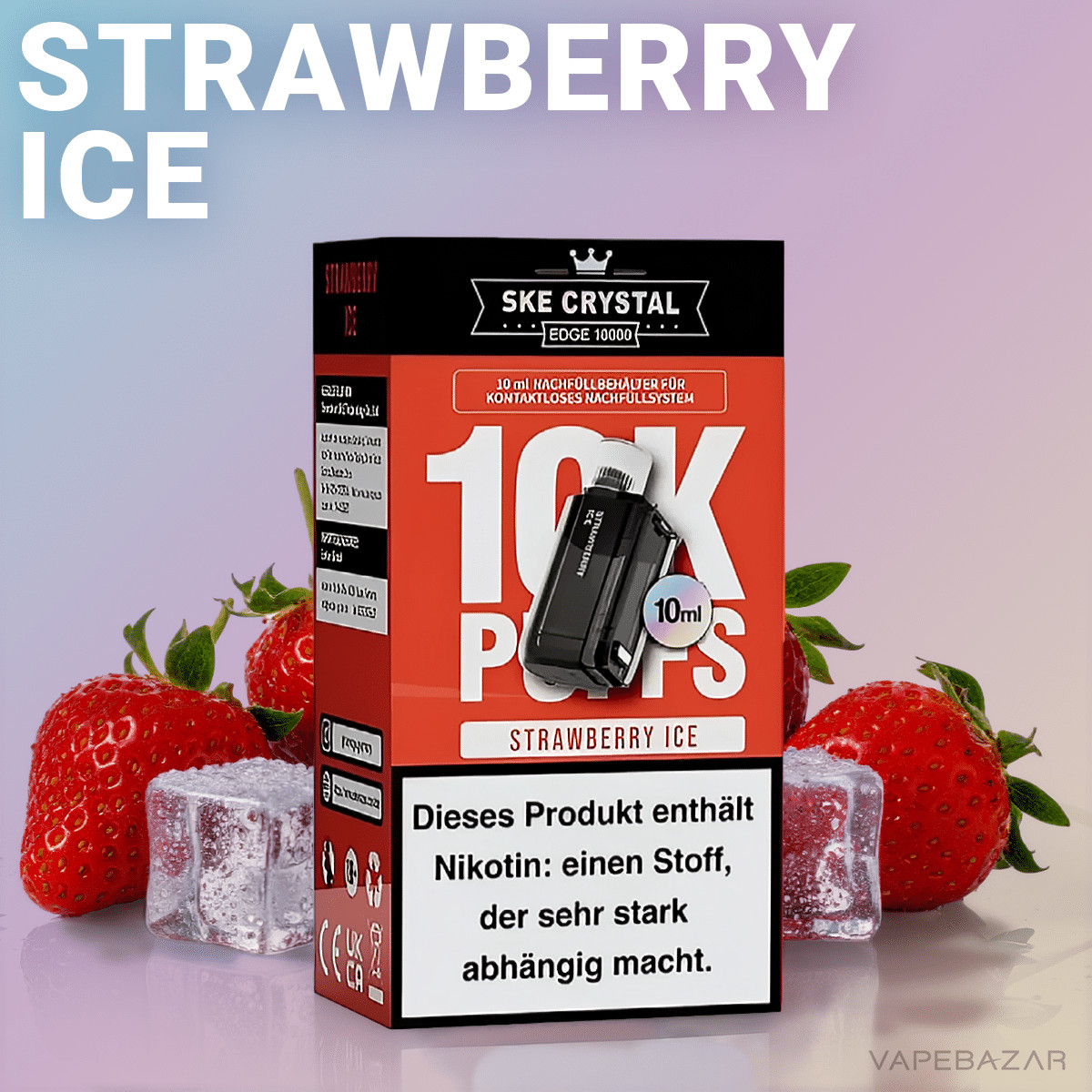 SKE Crystal Edge 10k Strawberry Ice | Vapebazar Ske Crystal Edge 10K Strawberry Ice