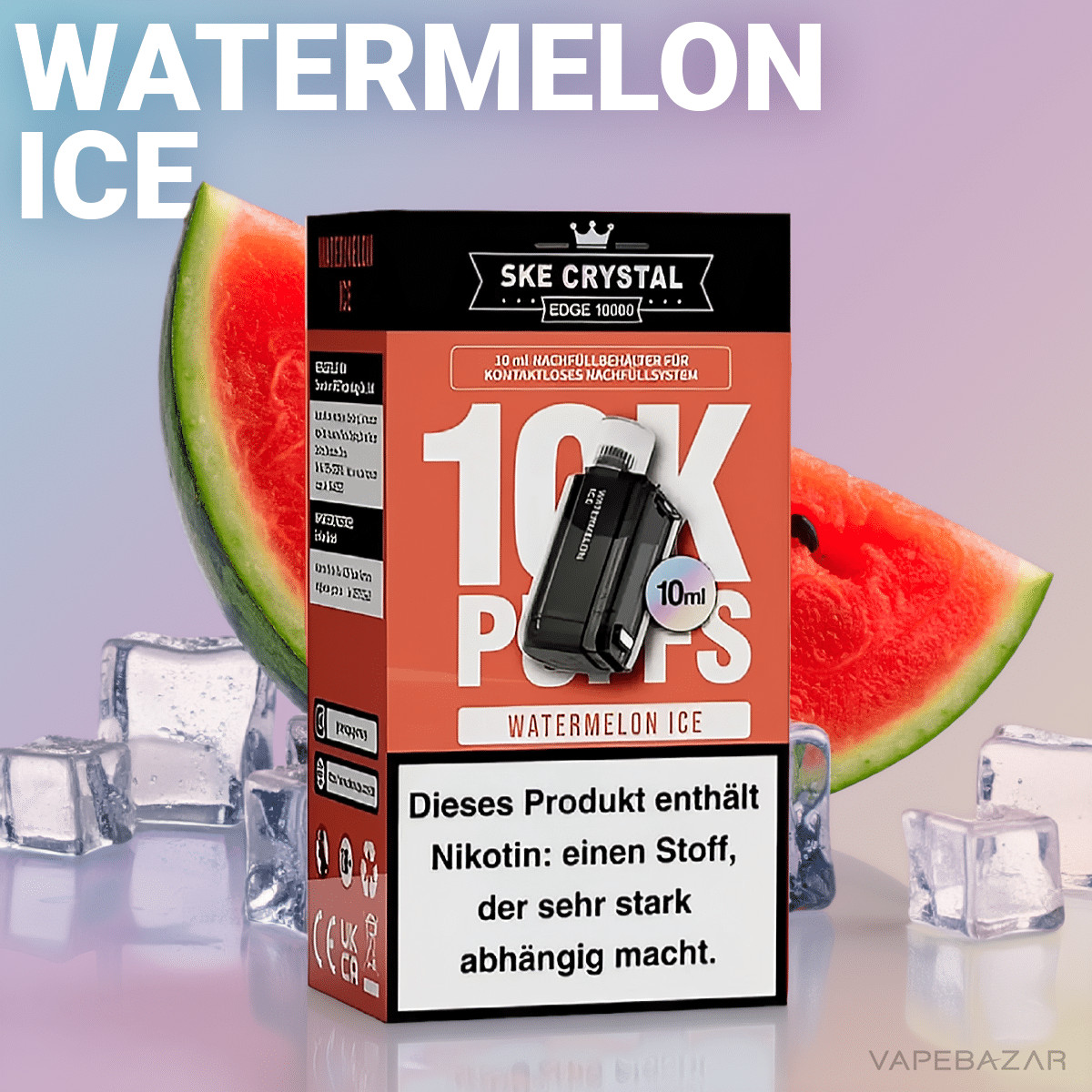 SKE Crystal Edge 10k Watermelon Ice | Vapebazar Ske Crystal Edge 10K Watermelon Ice