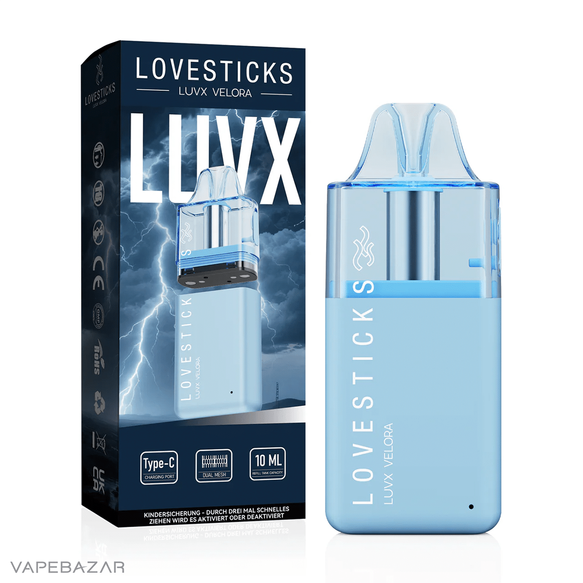 Blue 1 | Vapebazar Lovestick Luvx Velora - Pod Kit - Black