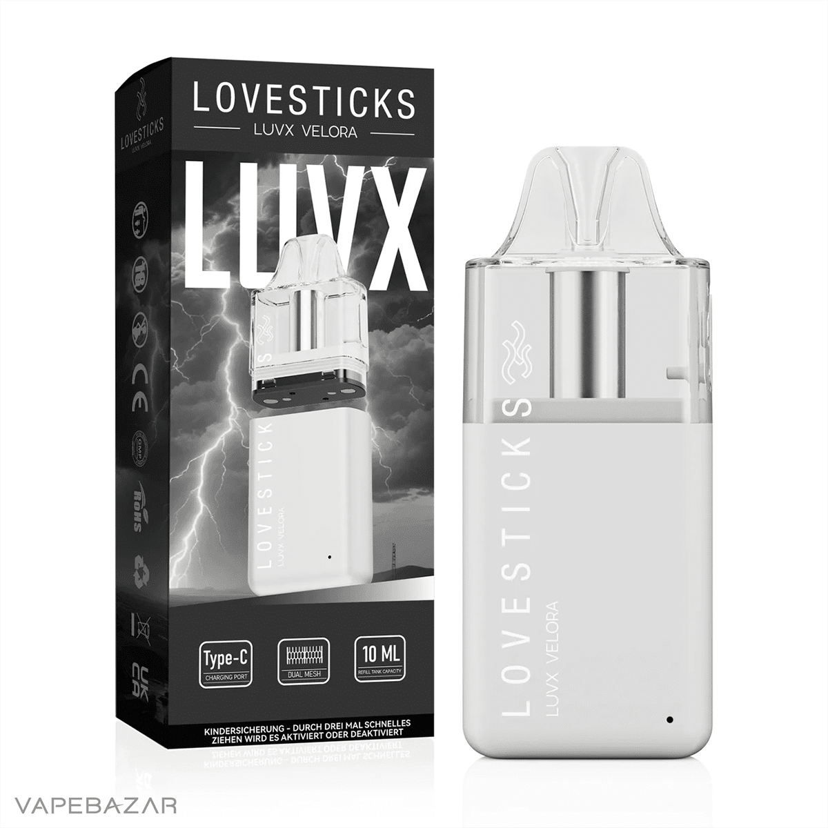 White 1 | Vapebazar Lovestick Luvx Velora - Pod Kit - Black