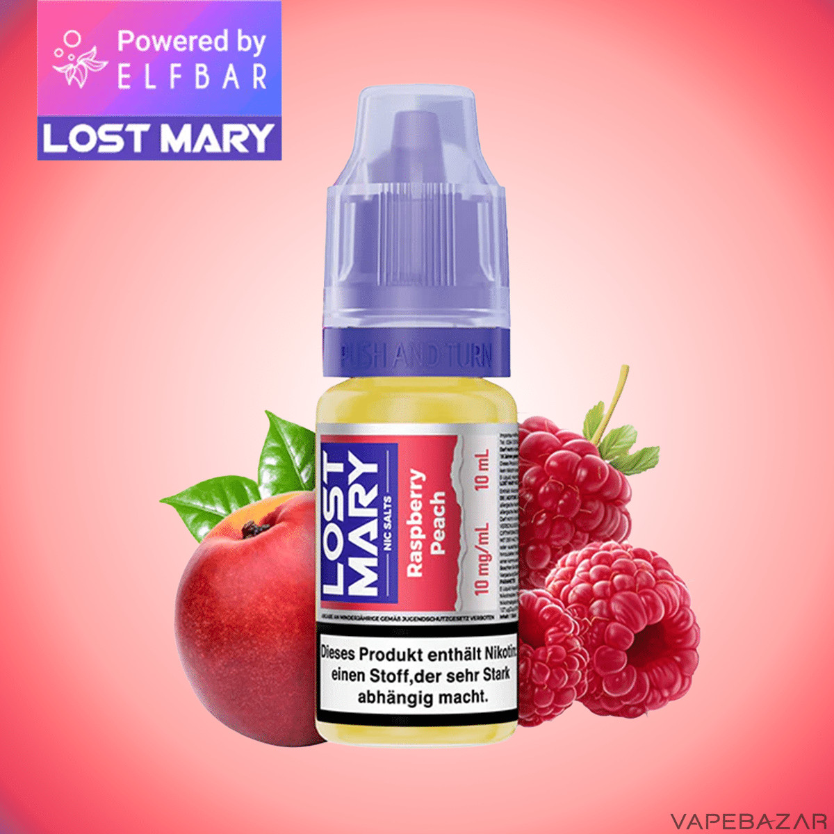 Elfbar Lost Mary NicSalt Raspberry Peach 1 | Vapebazar Elfbar Lost Mary Nicsalt - Raspberry Peach-1