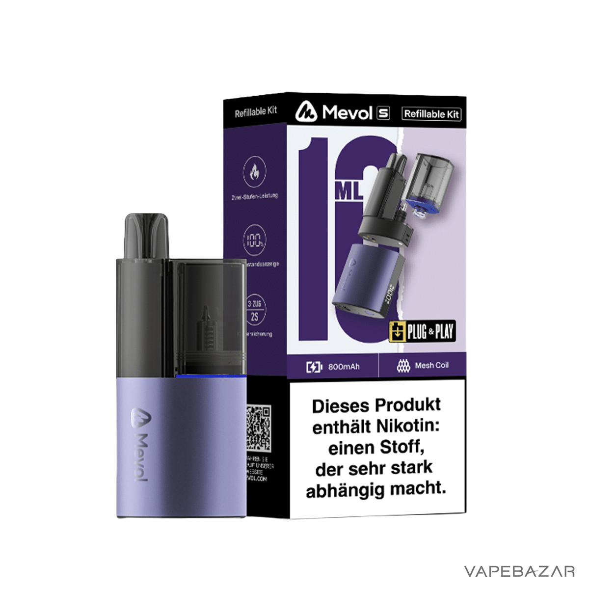 Mevol Refillable Kit Purple 2 Kopie | Vapebazar Mevol S 10K Pod Kit - Magenta Nebel