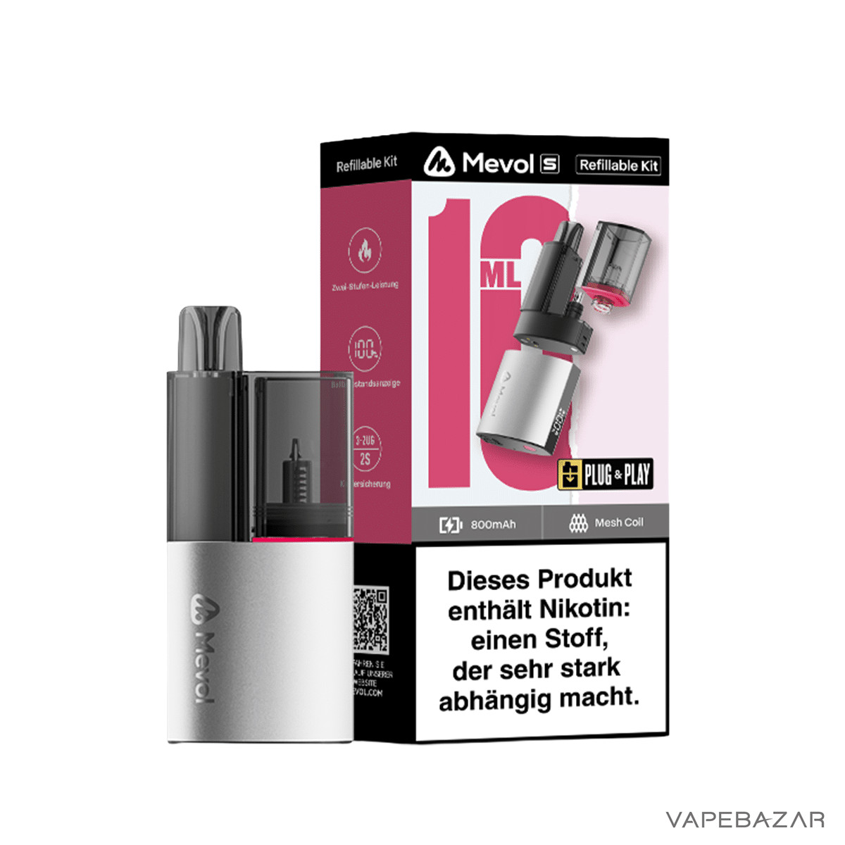 Mevol Refillable Kit Silver 2 Kopie | Vapebazar Mevol S 10K Pod Kit - Magenta Nebel