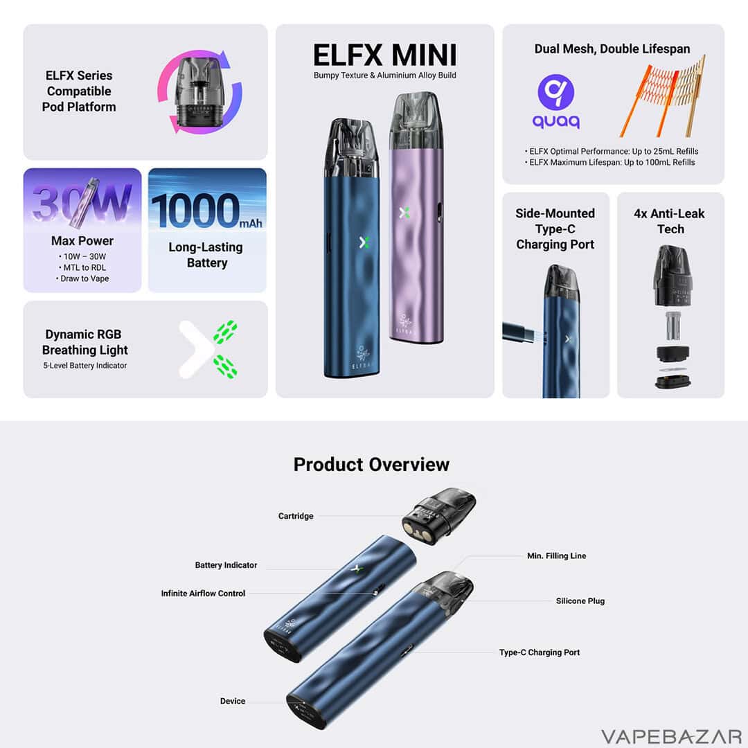 ElfX Mini 2 | Vapebazar Elf Bar Elfx Mini Pod Kit - Pink