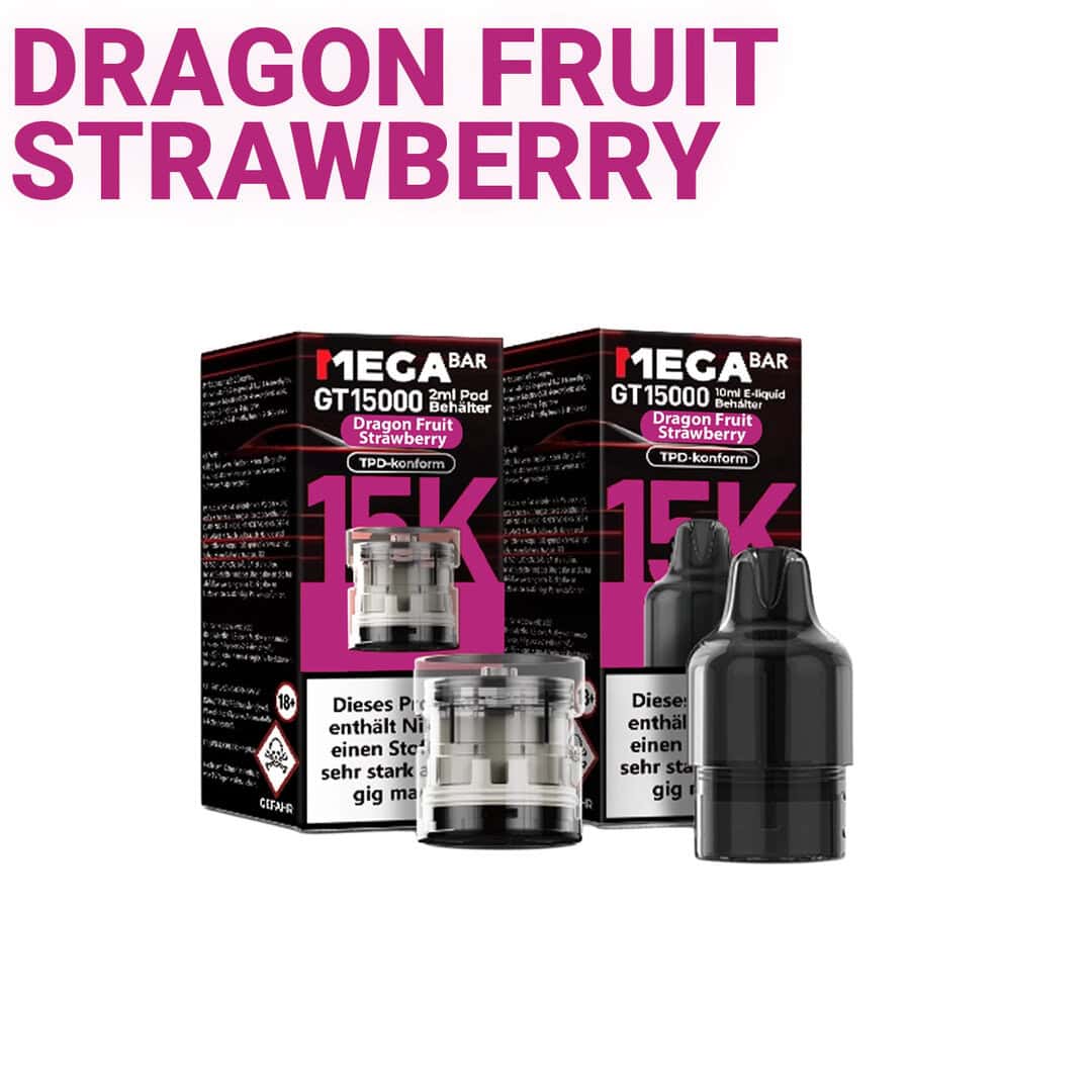 MegaBar GT15000 Dragon Fruit Strawberry 3 | Vapebazar Megabar Gt15000 Prefilled Pods - Double Apple (2+10Ml)