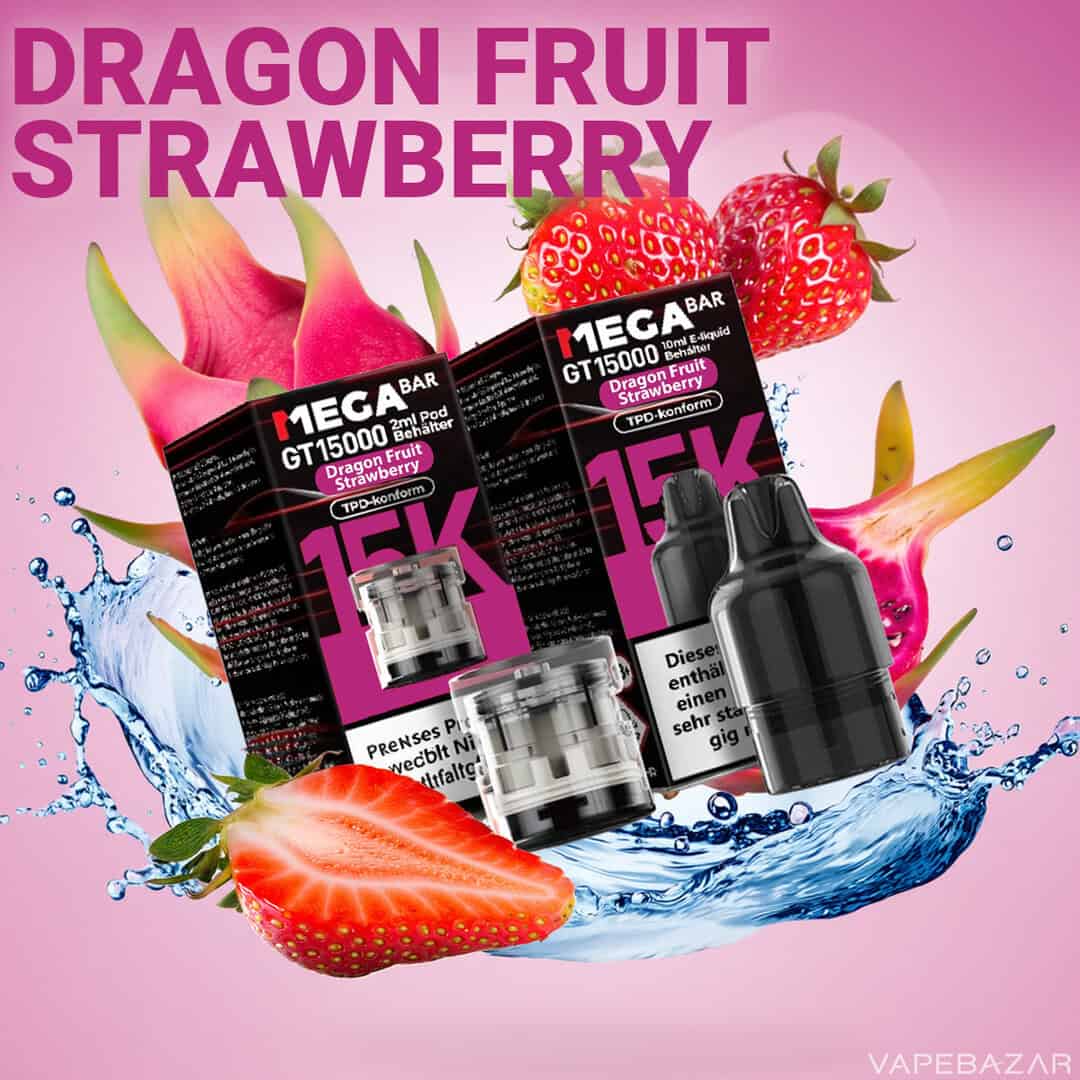 MegaBar GT15000 Dragon Fruit Strawberry | Vapebazar Megabar Gt15000 Dragon Fruit Strawberry