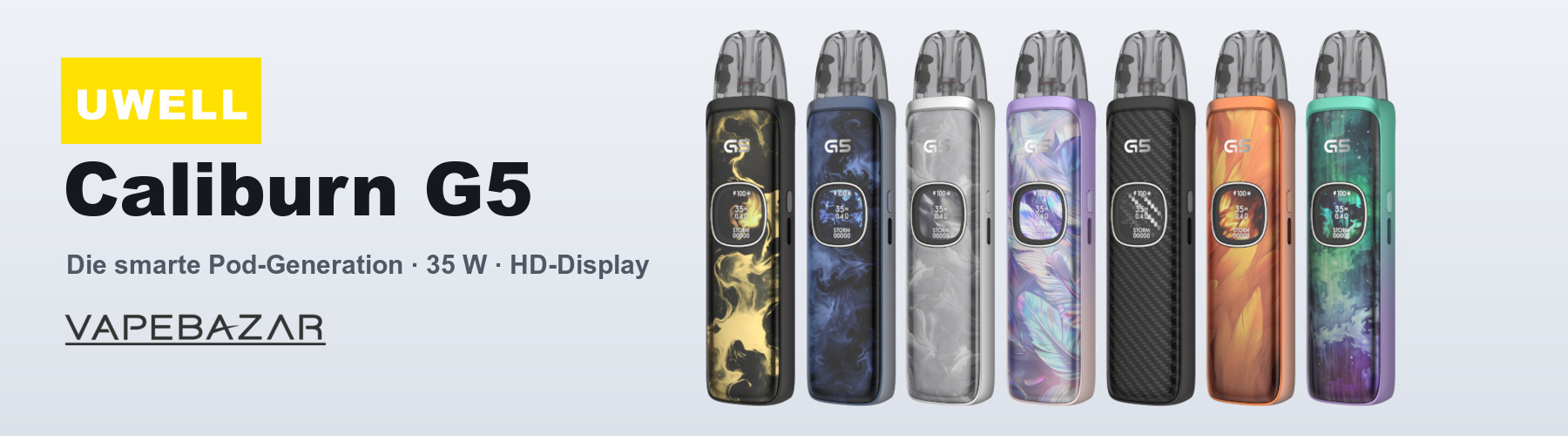 Uwell Caliburn G5 Pod System – 7 Farben, 35 Watt, 1600 mAh, 0,85 Zoll HD-Display