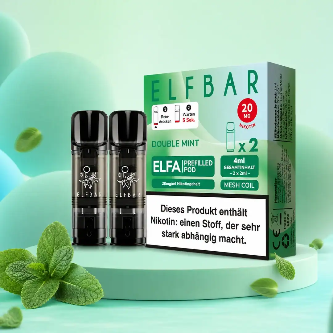 elf bar elfa double mint | Vapebazar Elf Bar Elfa Double Mint Prefilled Pod 2Er-Pack Mit 20 Mg Nikotin – Doppelte Minze